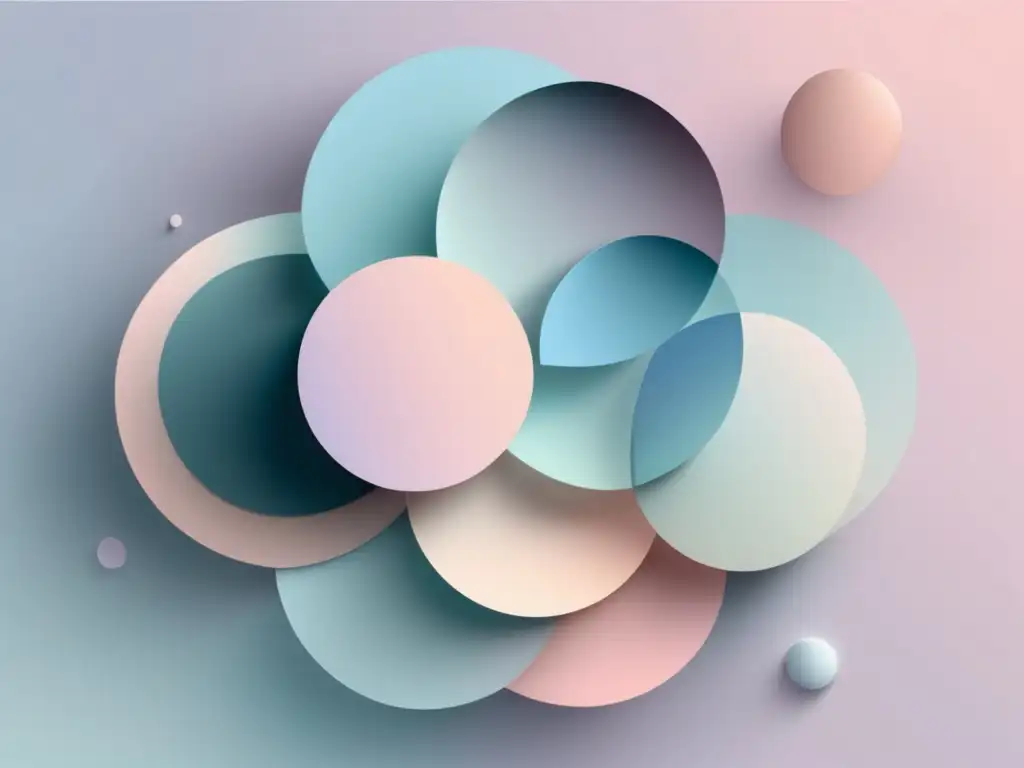 Composición abstracta minimalista Herramientas de análisis para líderes y equipos: composición abstracta minimalista con formas geométricas, colores pastel y líneas entrelazadas