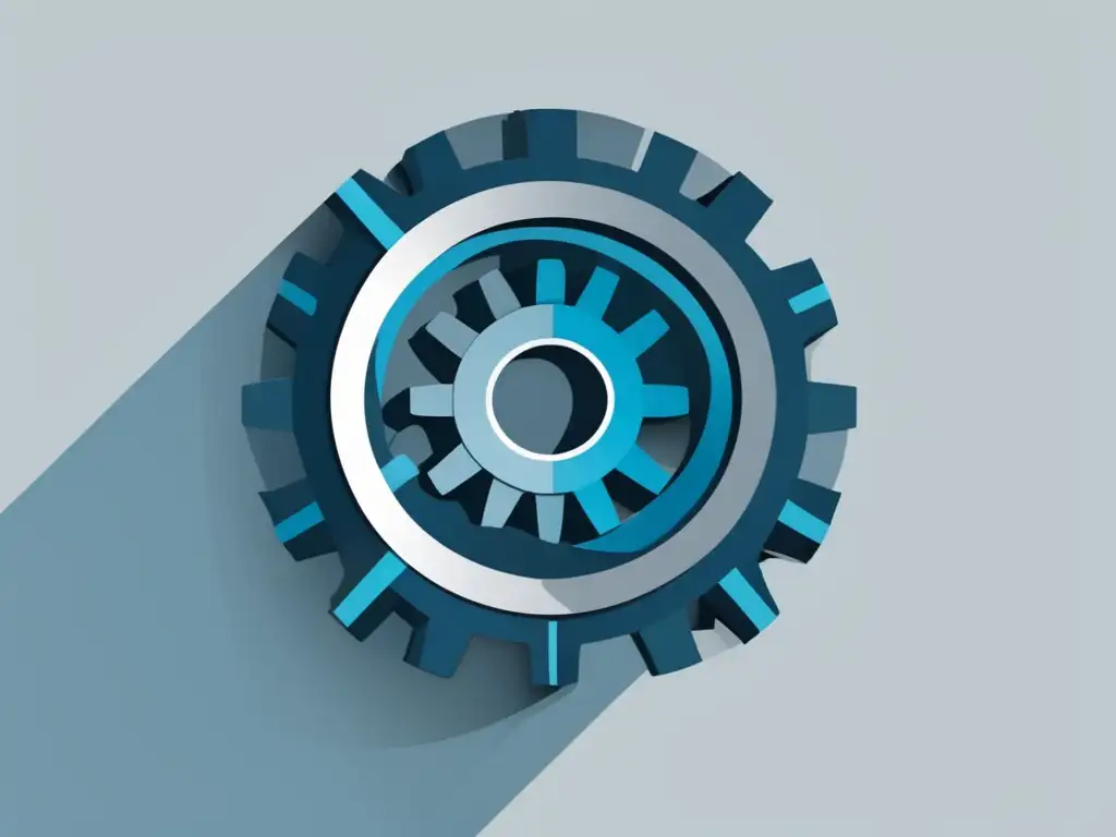 Gráfico abstracto de engranajes interconectados que representa el análisis de problemas y la productividad en el trabajo