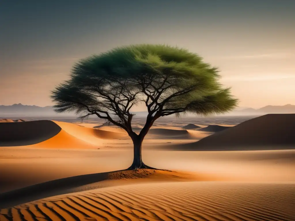 Árbol solitario en desierto: desarrollar resiliencia y adaptabilidad