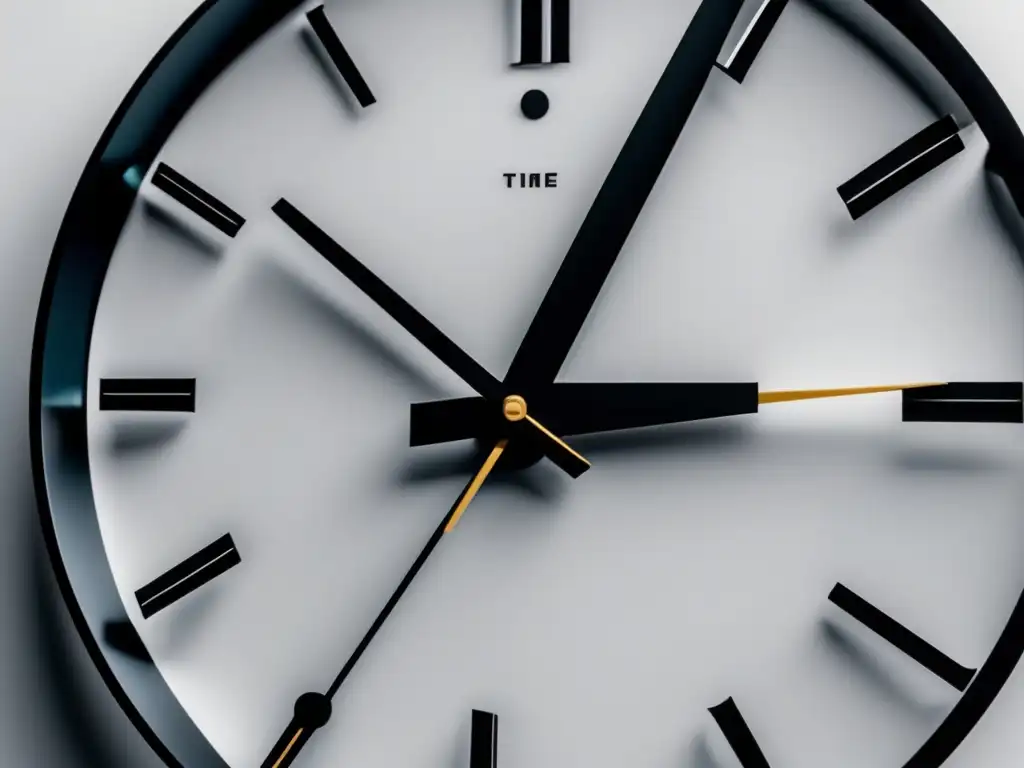 Reloj negro elegante con líneas y formas geométricas que representan la gestión del tiempo de manera organizada