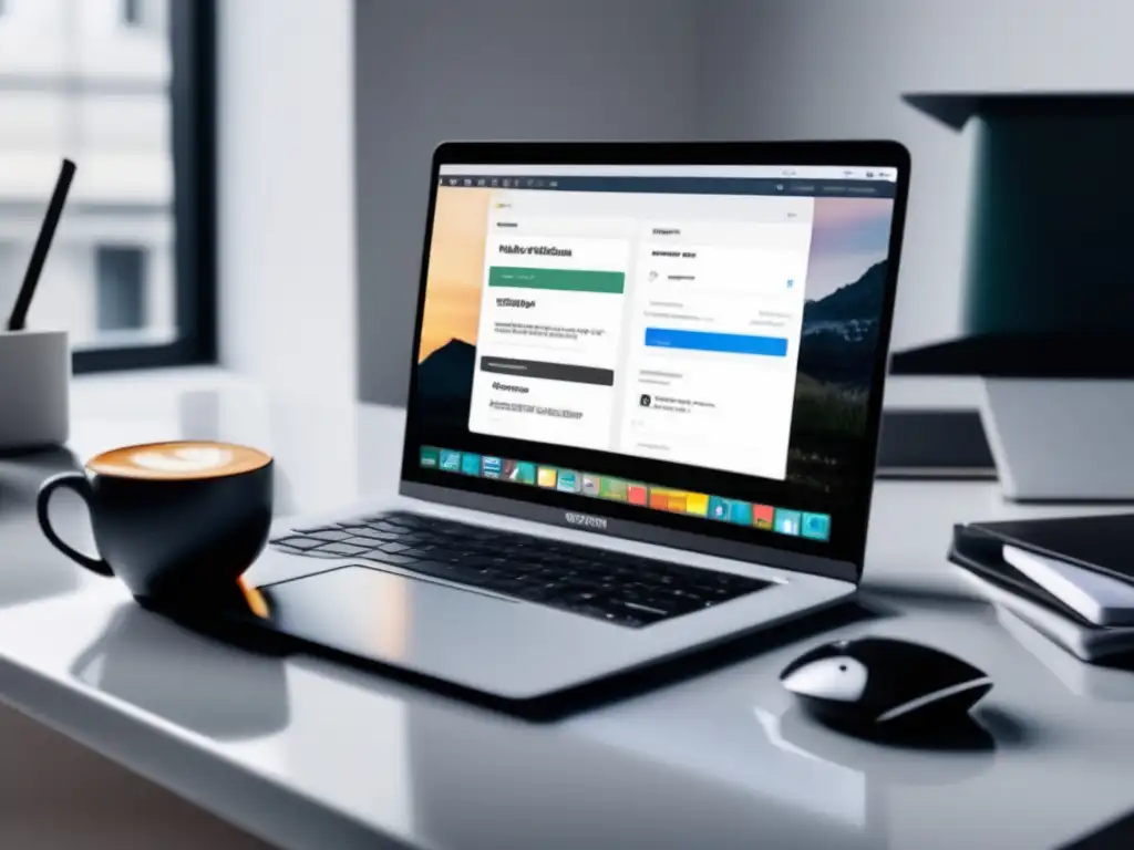 Espacio de trabajo minimalista con aplicación de productividad