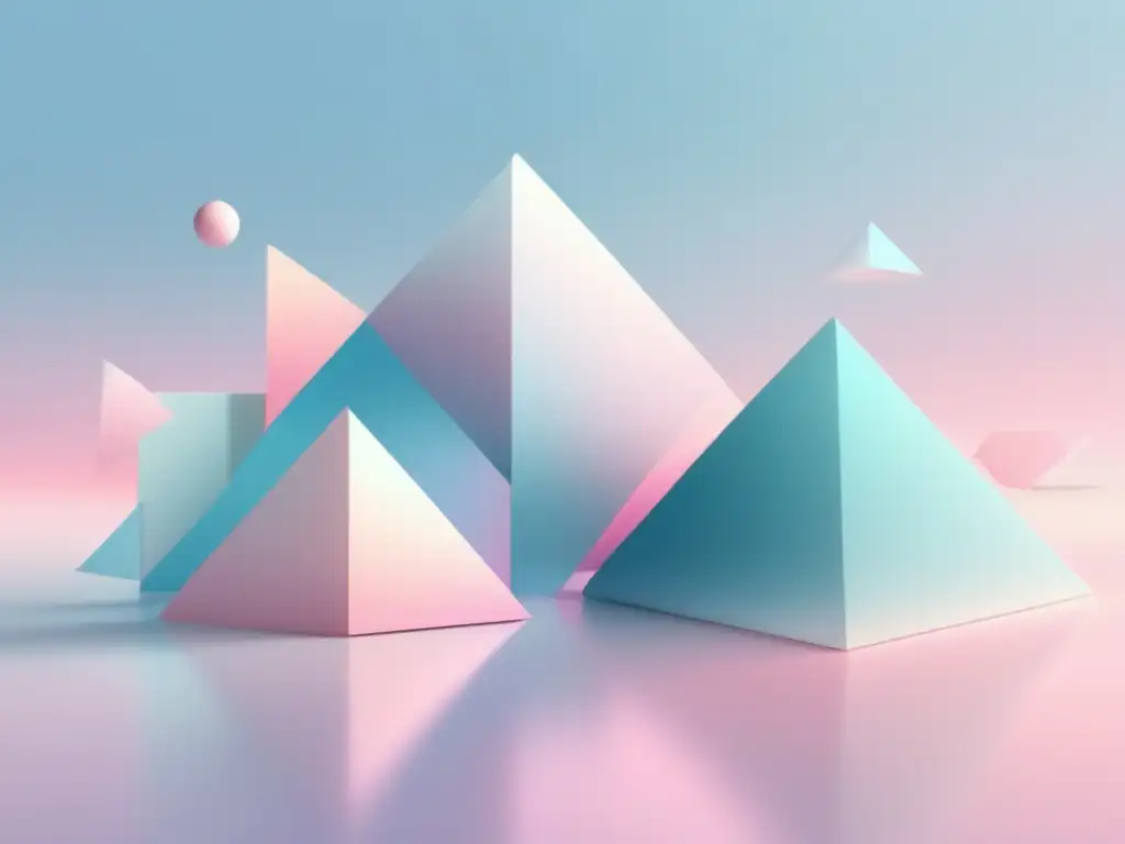 Imagen 8k minimalista y abstracta con formas geométricas y colores vibrantes para presentaciones virtuales efectivas