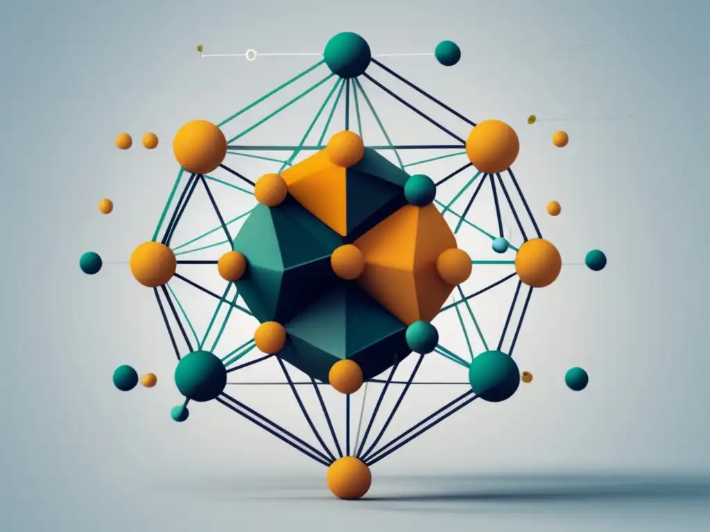 Composición geométrica de nodos y líneas que representa el análisis de problemas en la gestión de equipos