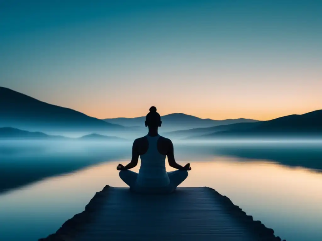 Imagen: Escena serena de montañas, lago y cielo azul, representa técnicas de meditación para mantener la calma en conflictos