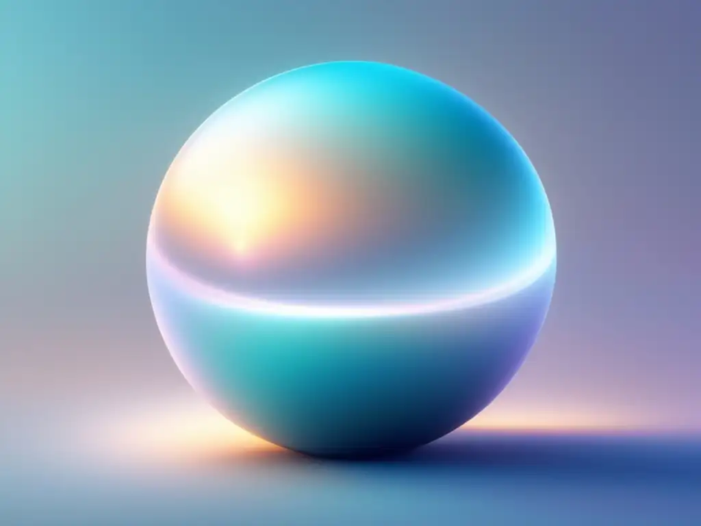 Imagen 8k de composición abstracta minimalista con esfera autoconsciente y crecimiento personal