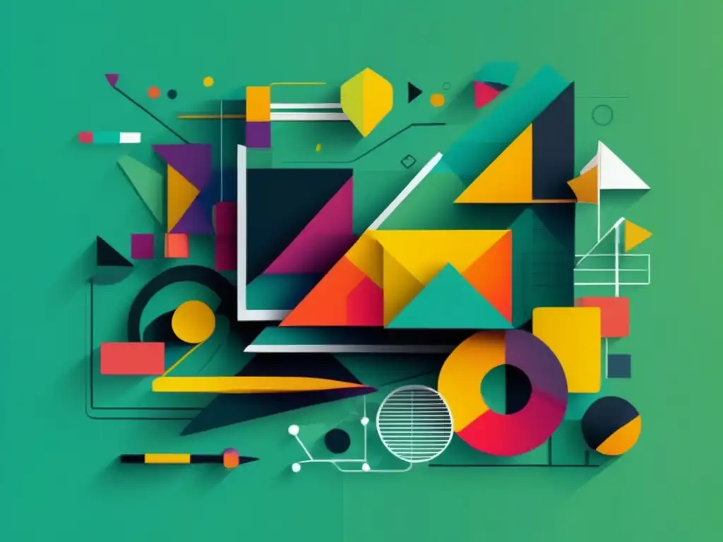 Diseño geométrico vibrante: Potencia tus presentaciones Herramientas para mejorar presentaciones y habilidades de comunicación en una imagen abstracta con diseño minimalista y formas geométricas vibrantes
