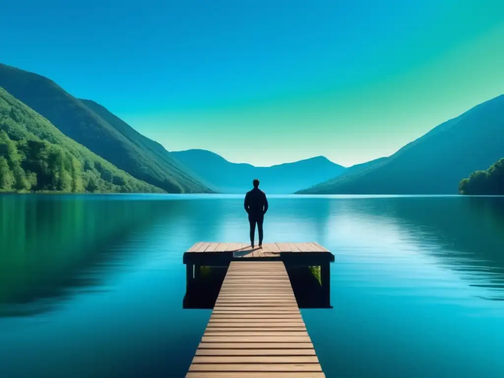 Serene lake surrounded by green mountains