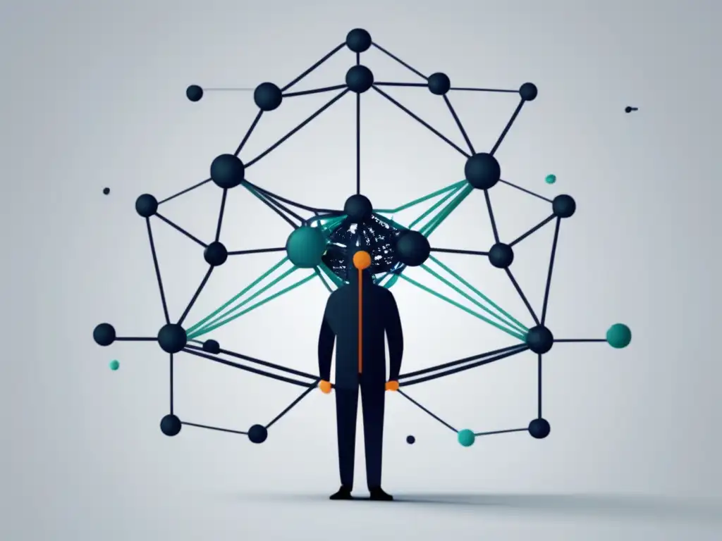 Red de contactos sólida en el ámbito laboral: imagen 8k de red abstracta con líneas y nodos interconectados que representan estrategias de networking