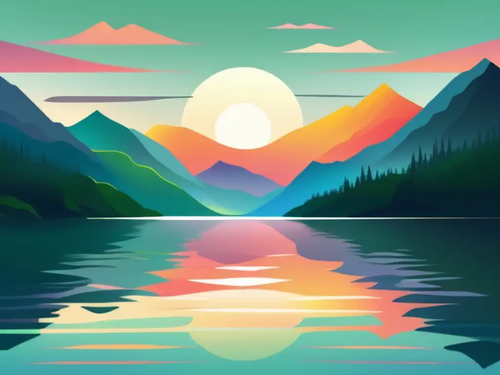 Paisaje sereno de lago rodeado de montañas que transmite paz y armonía, ilustrando técnicas de mediación para mejorar la inteligencia emocional