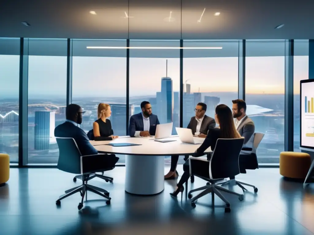 Grupo diverso de profesionales en sesión de brainstorming con herramientas de análisis de problemas y habilidades blandas