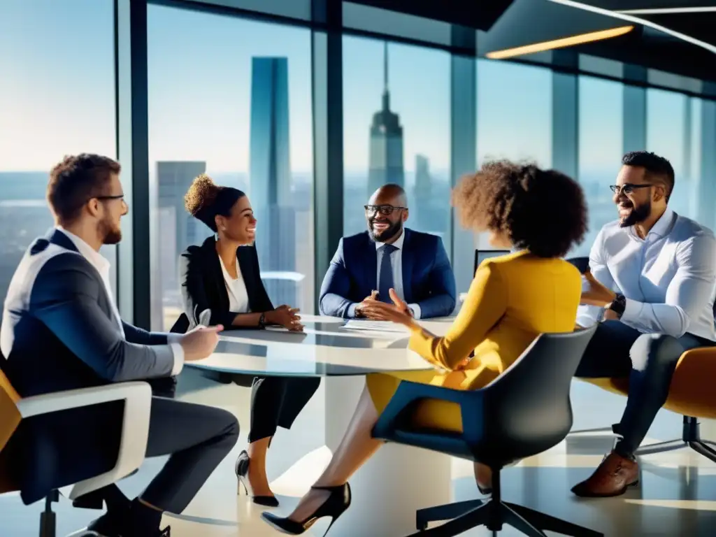 Profesionales diversos discutiendo ideas con habilidades de comunicación interpersonal