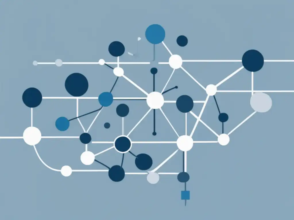 Imagen abstracta: líneas y formas interconectadas en tonos azules y grises, simbolizando mejora en comunicación interpersonal y técnicas de persuasión en habilidades blandas de negociación