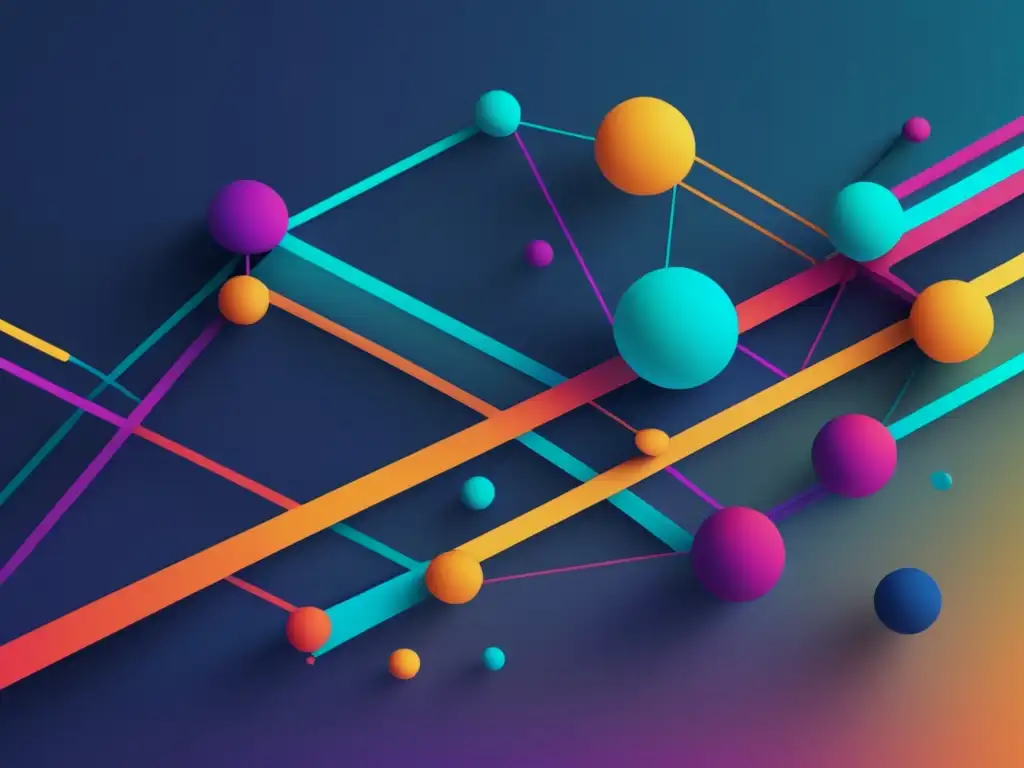 Impacto del lenguaje en la comunicación efectiva: imagen abstracta de líneas y formas interconectadas en colores vibrantes