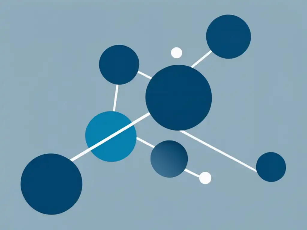 Habilidades de comunicación asertiva con formas geométricas interconectadas en azul y gris