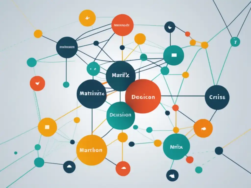 Técnicas de toma de decisiones en situaciones de crisis en una imagen abstracta minimalista que representa una matriz compleja