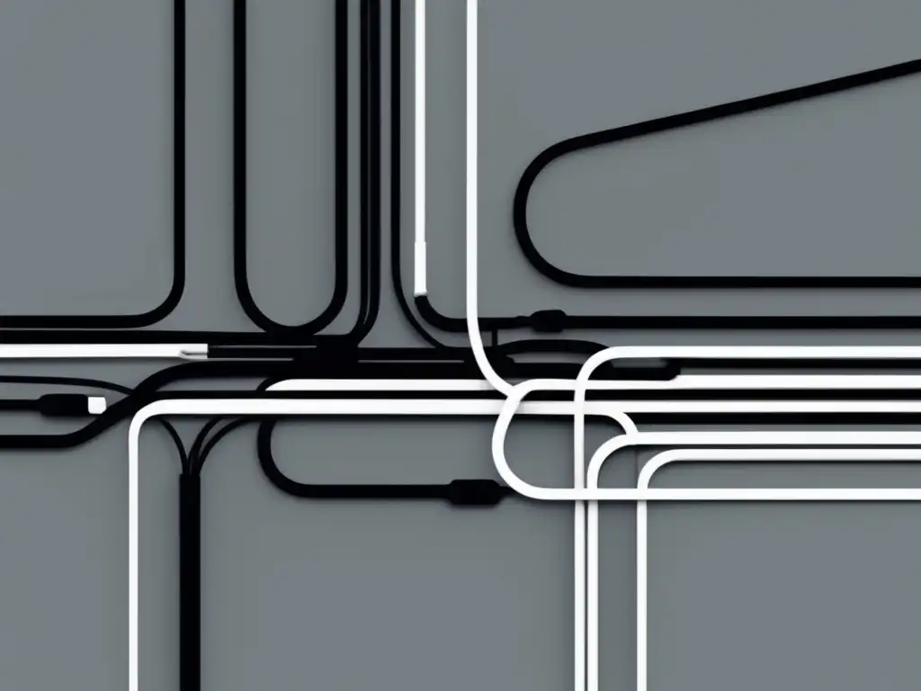 Causas de ruido en comunicación y relaciones interpersonales: imagen abstracta minimalista de cables y redes enredados