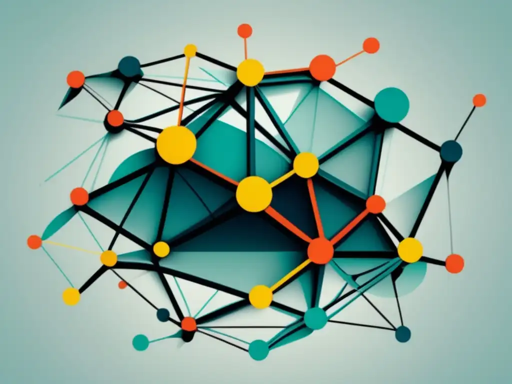 Vibrante red de líneas y nodos interconectados, representando un mapa mental para mejorar la toma de decisiones