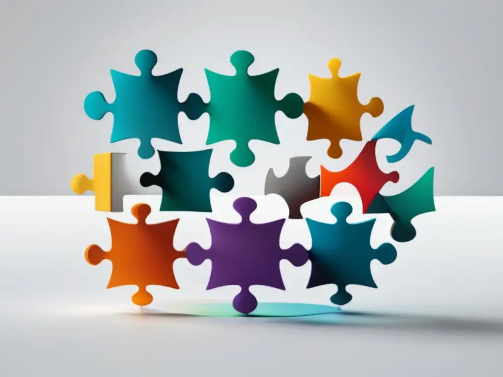 Red de piezas de puzzle: análisis de problemas y negociación Técnicas de análisis de problemas en la negociación: imagen abstracta de puzzle interconectado en espacio blanco