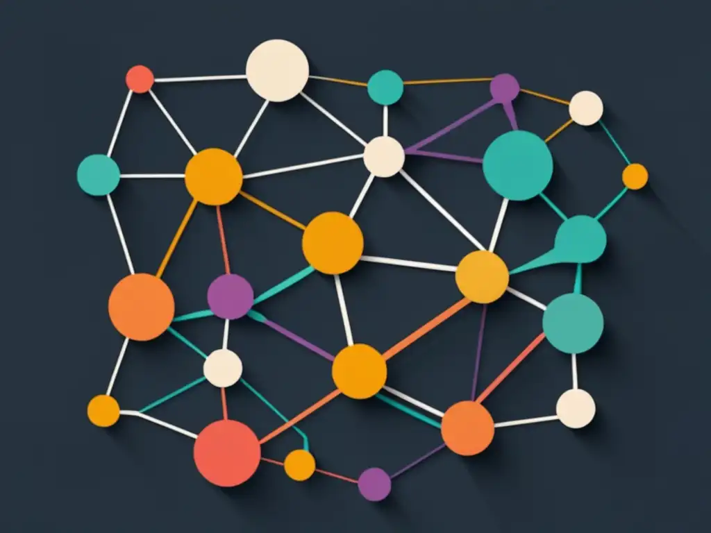 Ilustración abstracta de nodos interconectados, simbolizando la interdependencia de habilidades blandas y competencias interpersonales