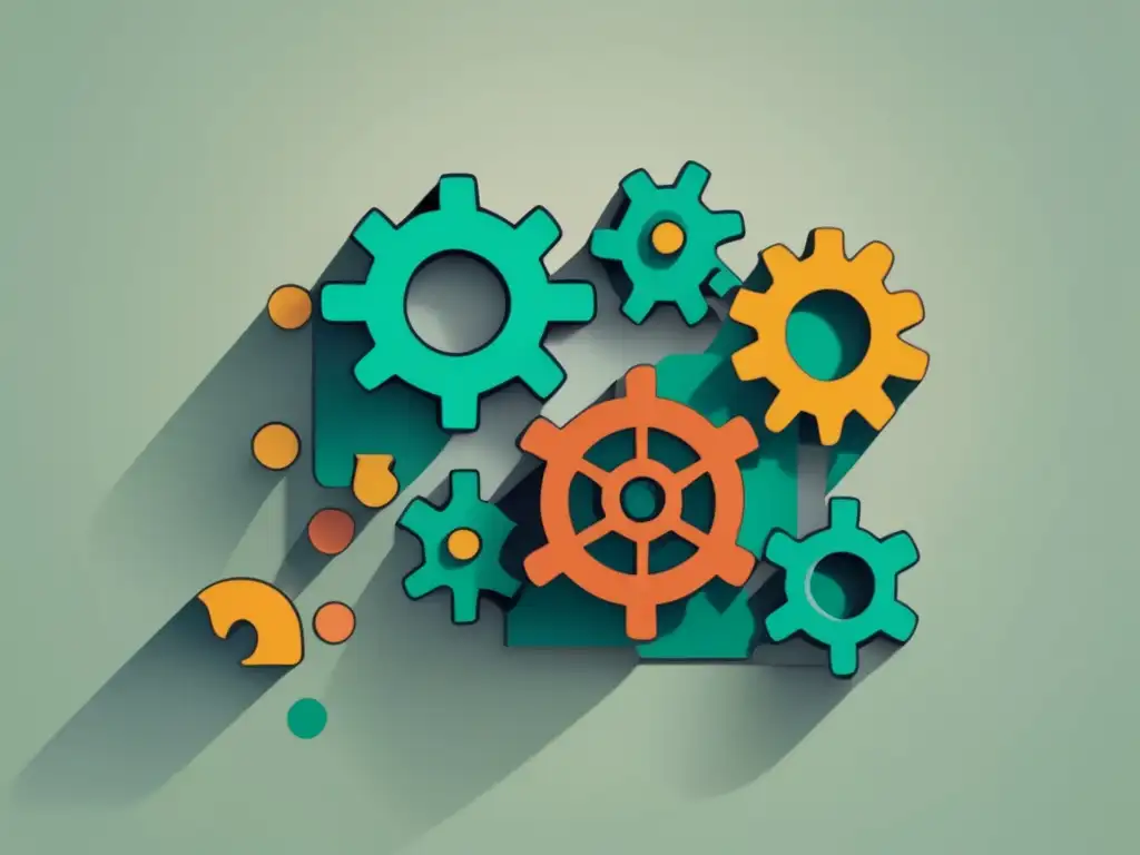 Puzzle de engranajes representando herramientas de análisis de problemas y competencias interpersonales para líderes